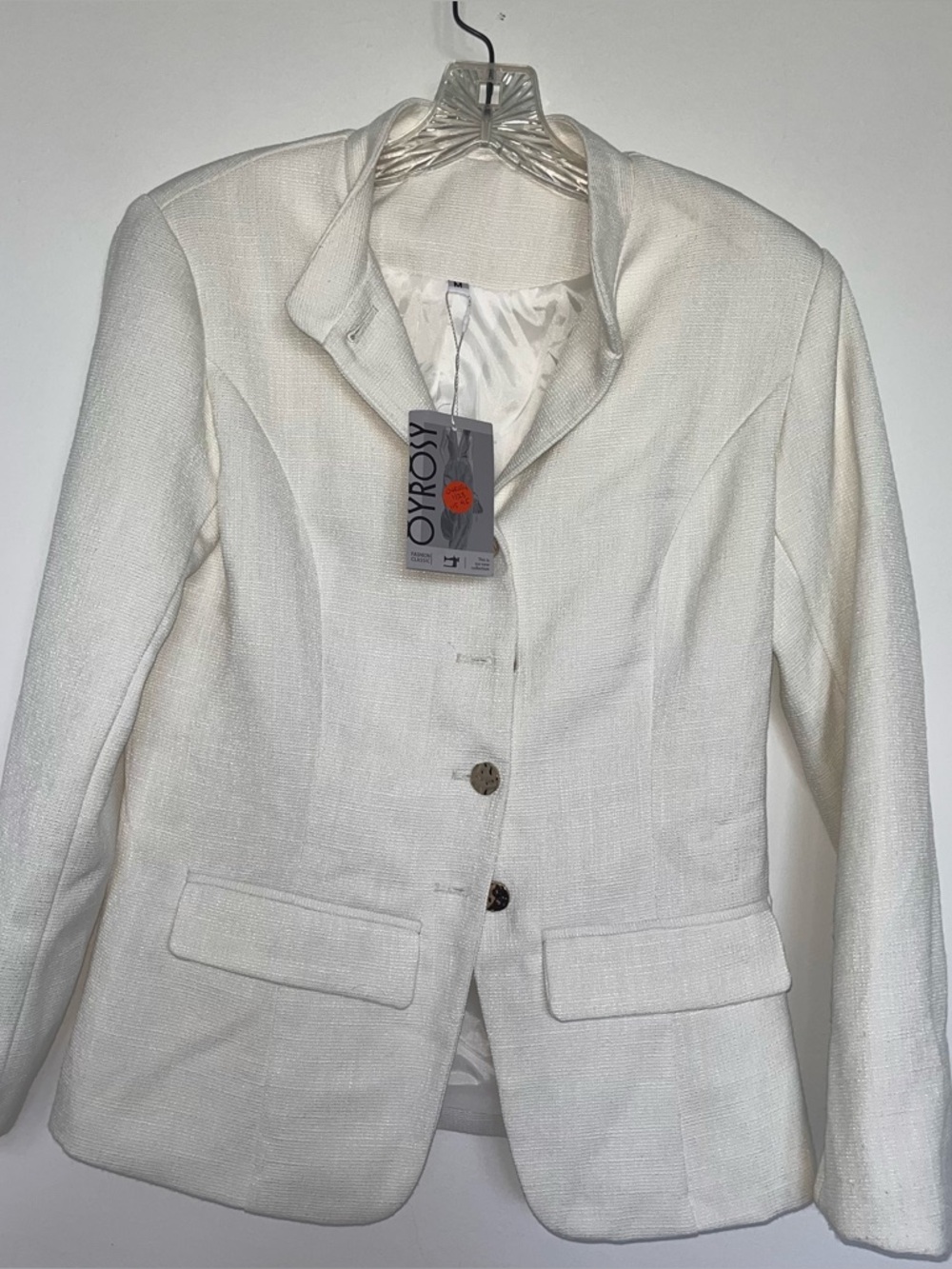 Womens Cream Textured Blazer Jacket